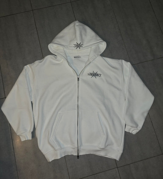 White zip-up hoodie